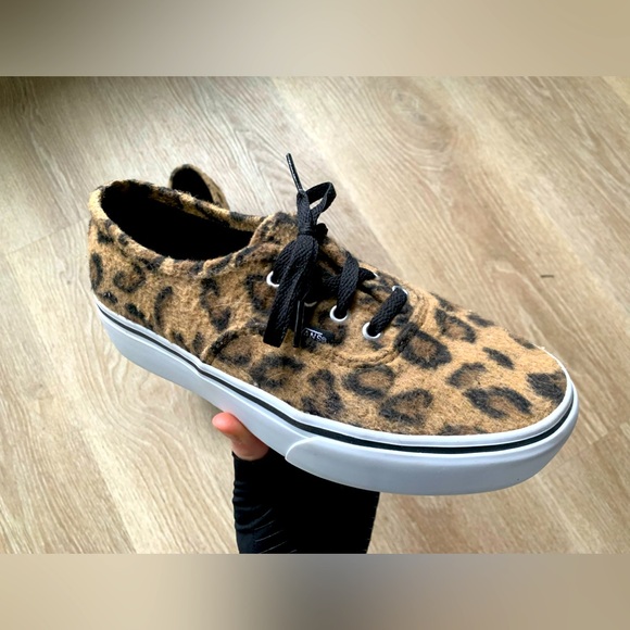 Vans Shoes - Vans Authentic Fuzzy Leopard Platform Fashion Sneaker